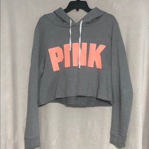 Cropped PINK grey hoodie